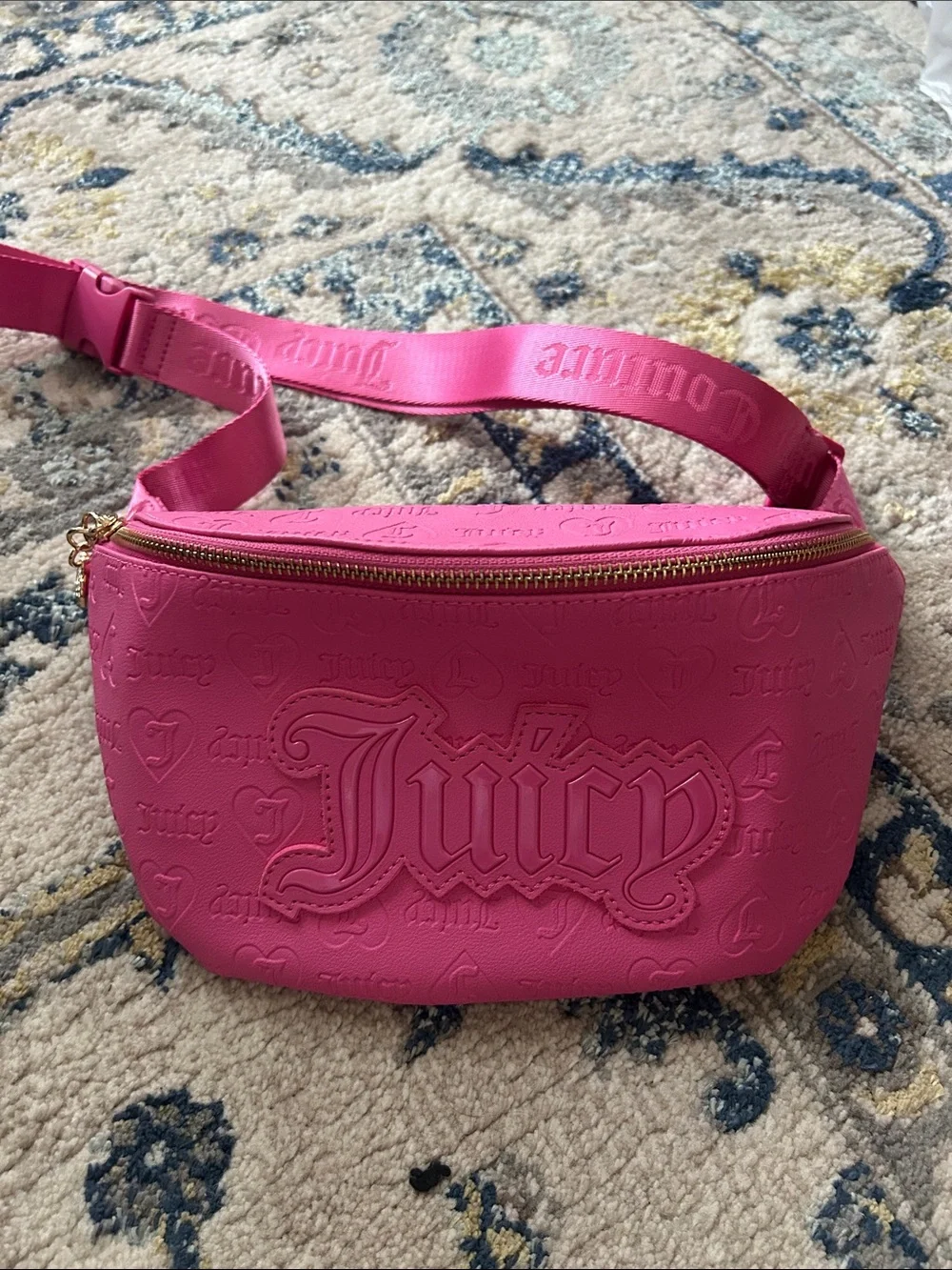 Juicy Couture Hot Pink Embossed Logo Crossbody Belt Bag